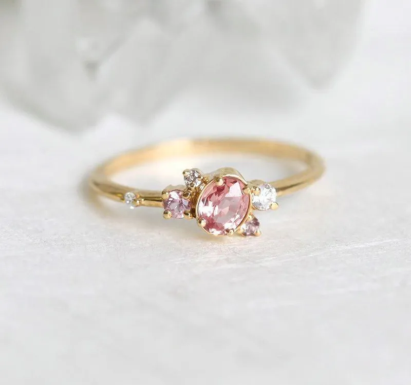 CAPELLA PEACH SAPPHIRE DIAMOND CLUSTER RING view 9