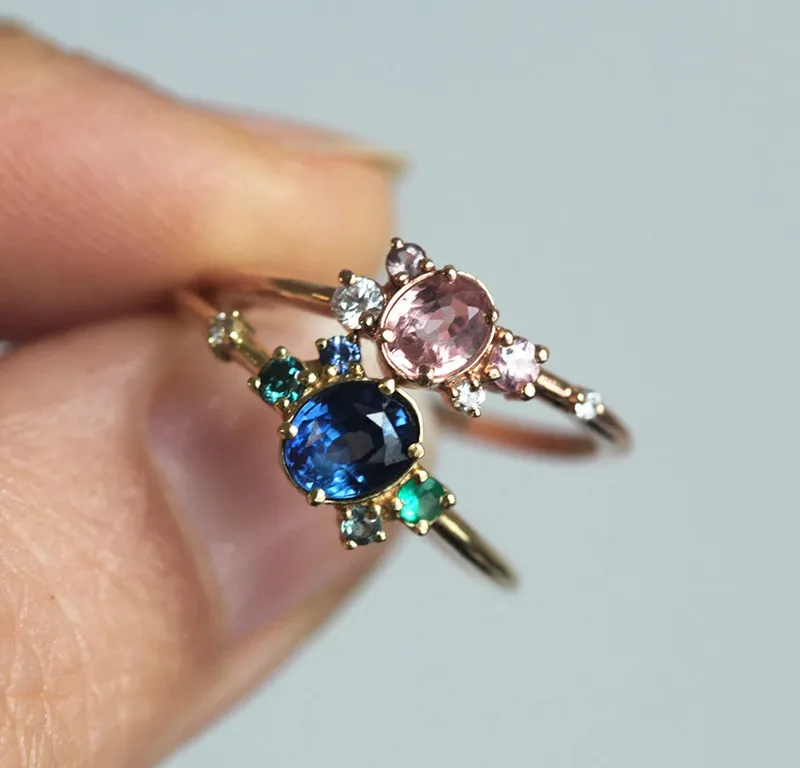Carey Purple Sapphire Amethyst Diamond Cluster Ring view 8