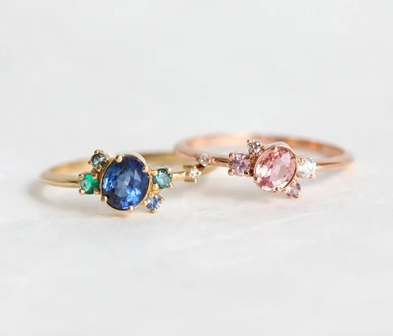 Carey Purple Sapphire Amethyst Diamond Cluster Ring view 9