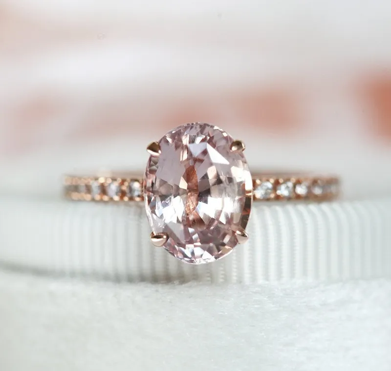 Carla Peach Sapphire Diamond Ring view 11
