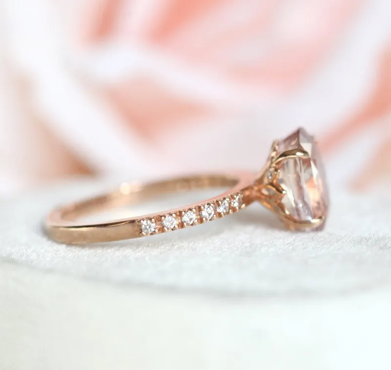 Carla Peach Sapphire Diamond Ring view 2