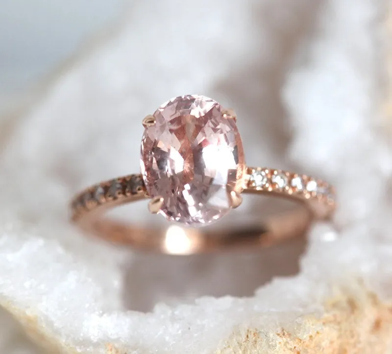 Carla Peach Sapphire Diamond Ring view 4