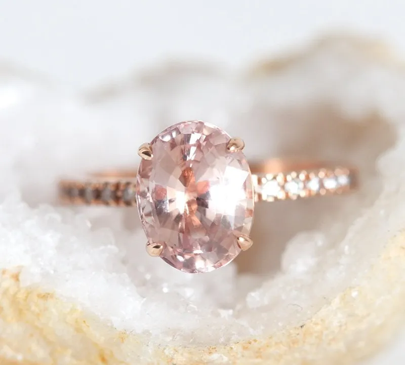 Carla Peach Sapphire Diamond Ring view 5