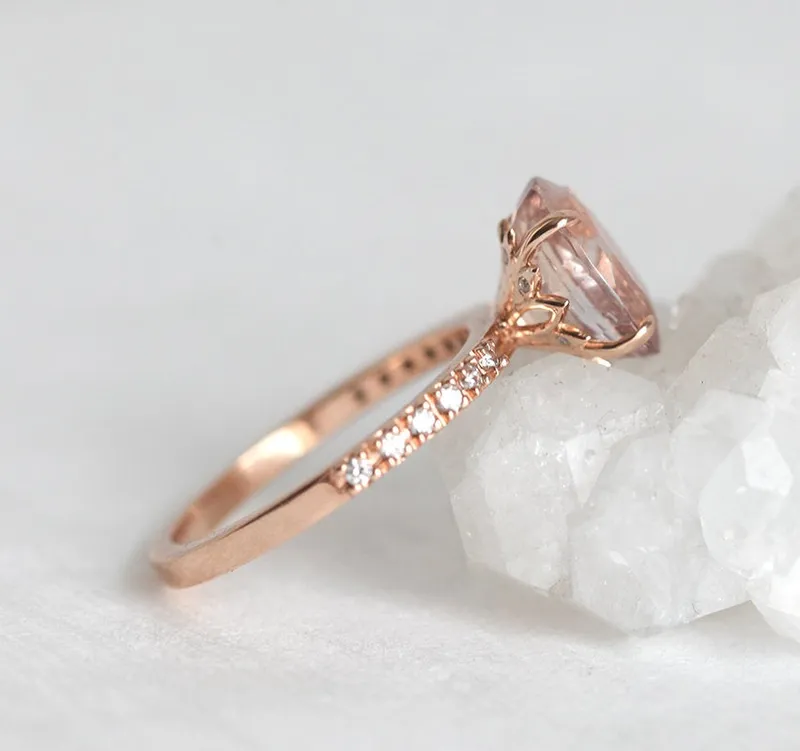 Carla Peach Sapphire Diamond Ring view 6