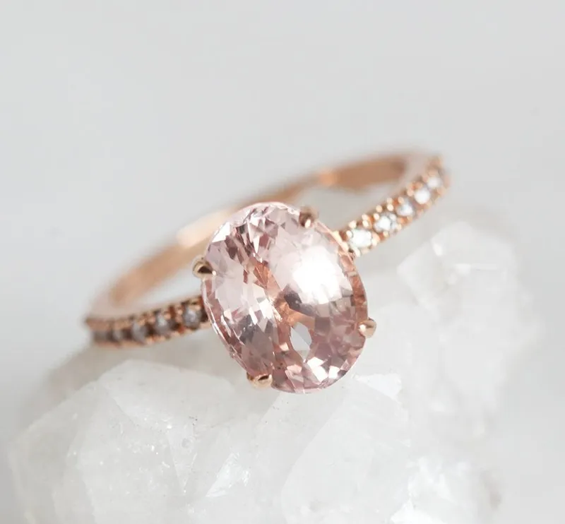 Carla Peach Sapphire Diamond Ring view 8