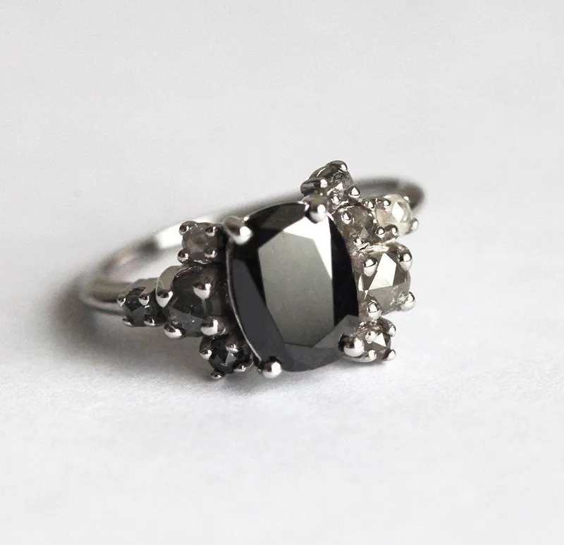 Carmel Black Diamond Cluster Ring diamond oval cut engagement ring