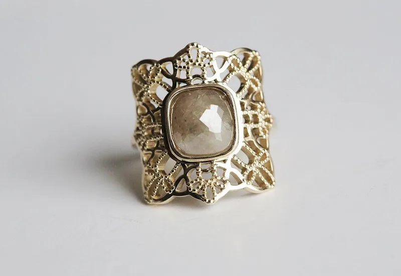 Carmen Salt & Pepper Diamond Ring diamond cushion cut engagement ring