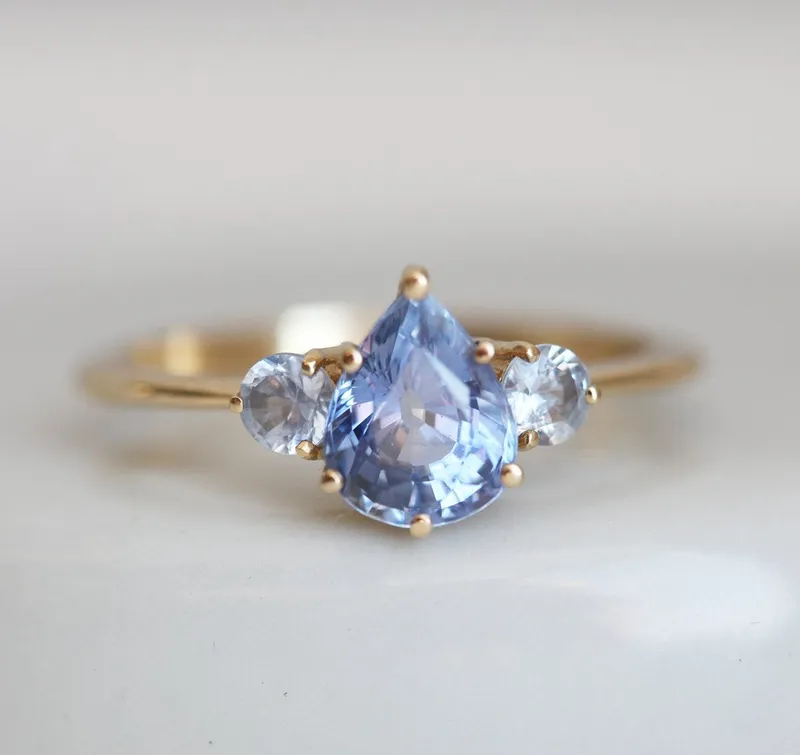 Carrie Pear Sapphire Ring blue sapphire pear cut engagement ring
