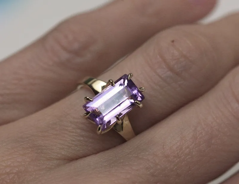 Cassandra Baguette Cut Amethyst Ring view 2