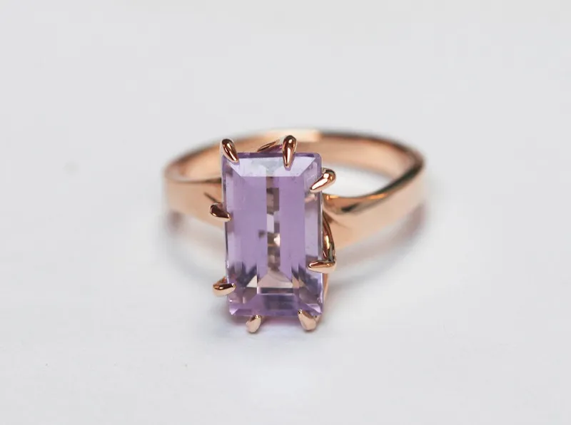 Cassandra Baguette Cut Amethyst Ring view 6