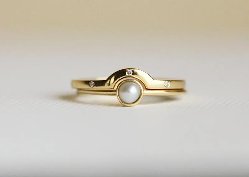 Celia Round Pearl Ring Set vy 4