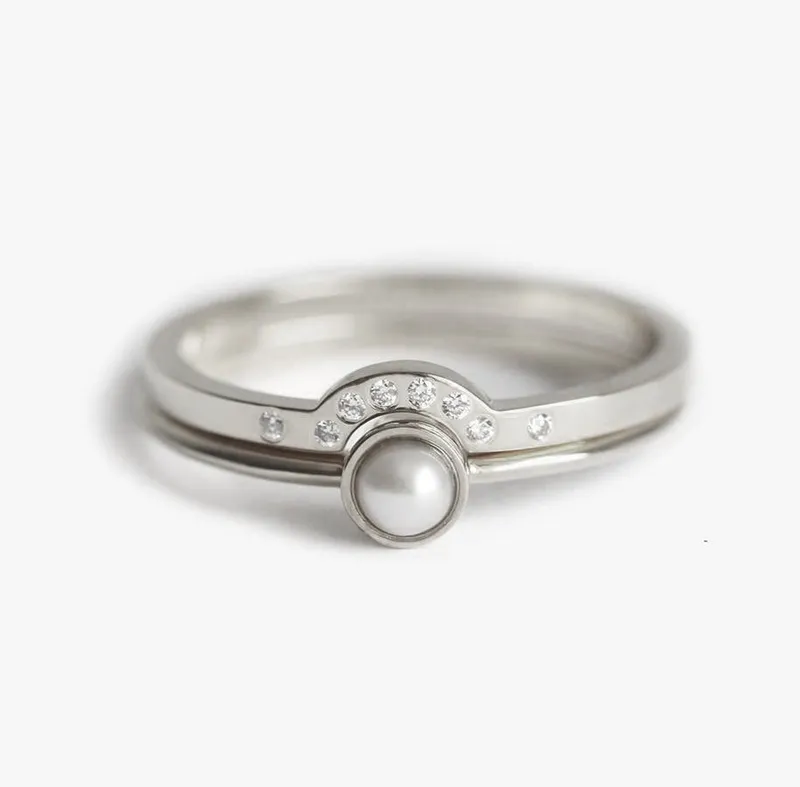 Celia Round Pearl Ring Set vy 7