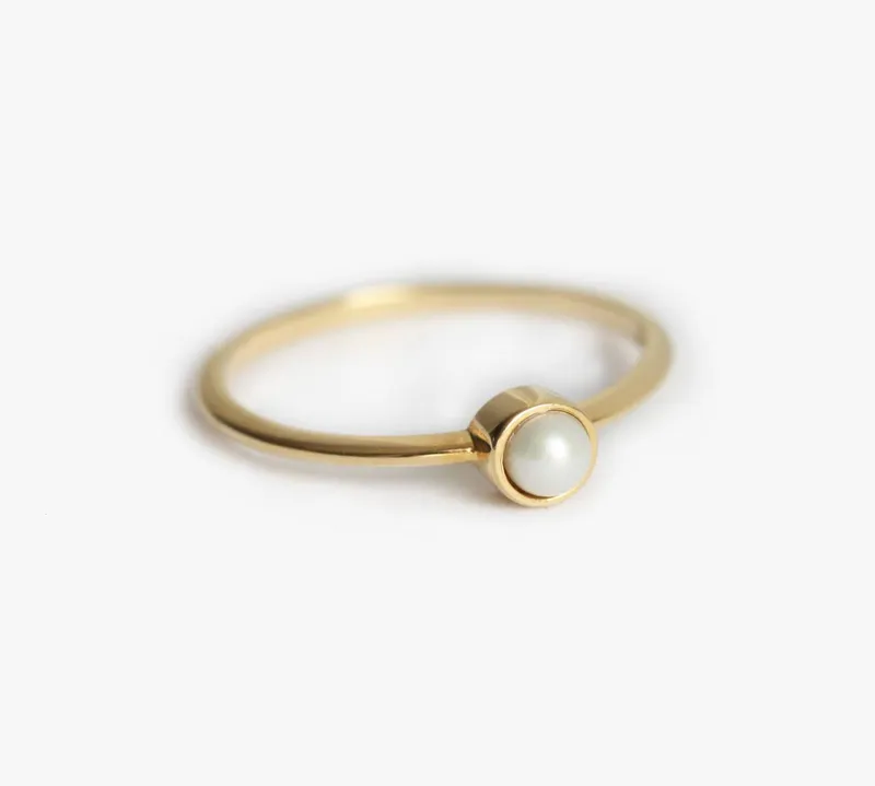 Celia Round Pearl Ring With Diamond Crown Band view 5
