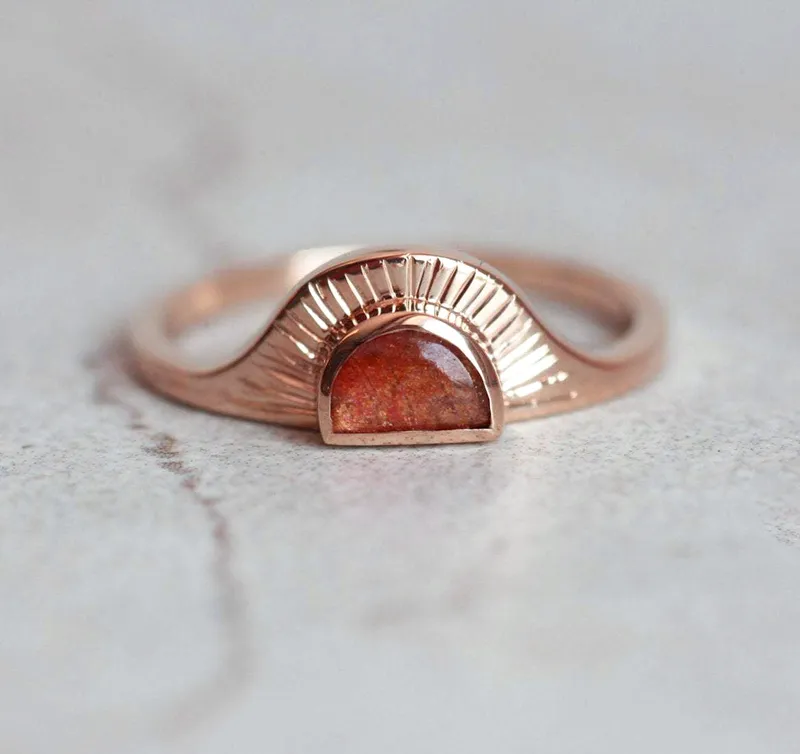 Celine Half Moon Sunstone Ring view 11
