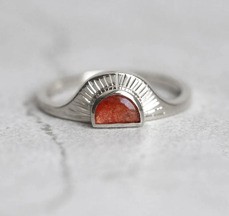 Celine Half Moon Sunstone Ring view 12