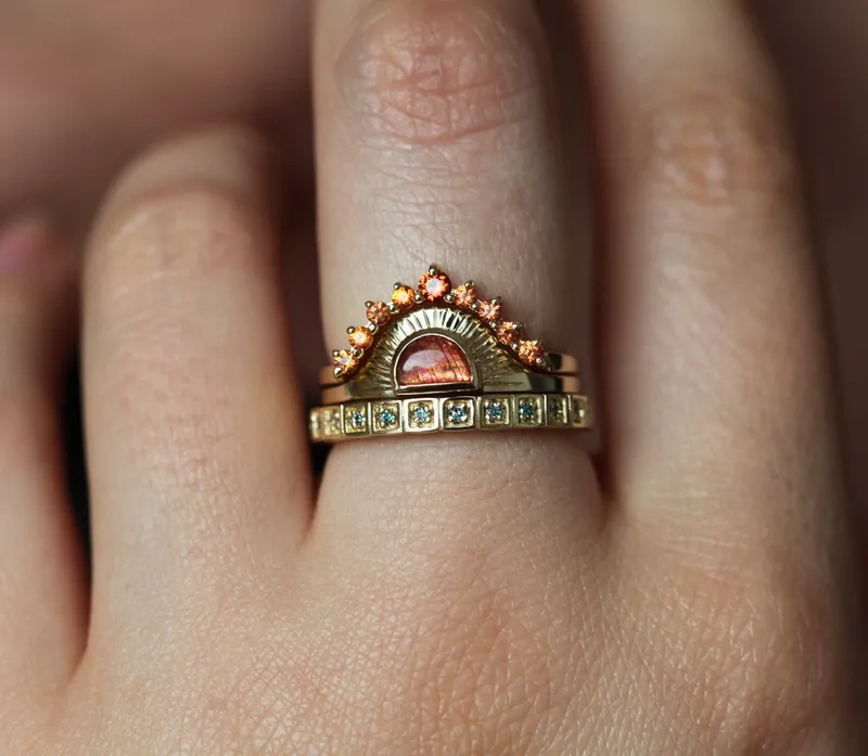 Celine Half Moon Sunstone Ring view 3