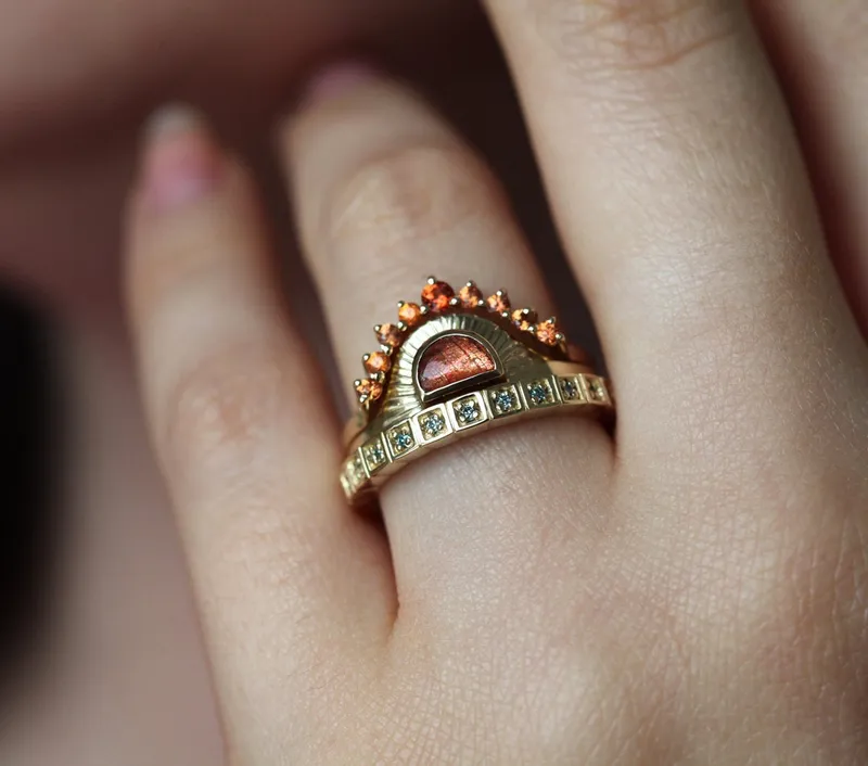 Celine Half Moon Sunstone Ring view 4