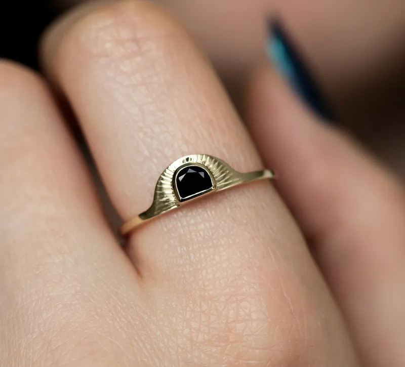 Celine Half Moon Sunstone Ring view 7