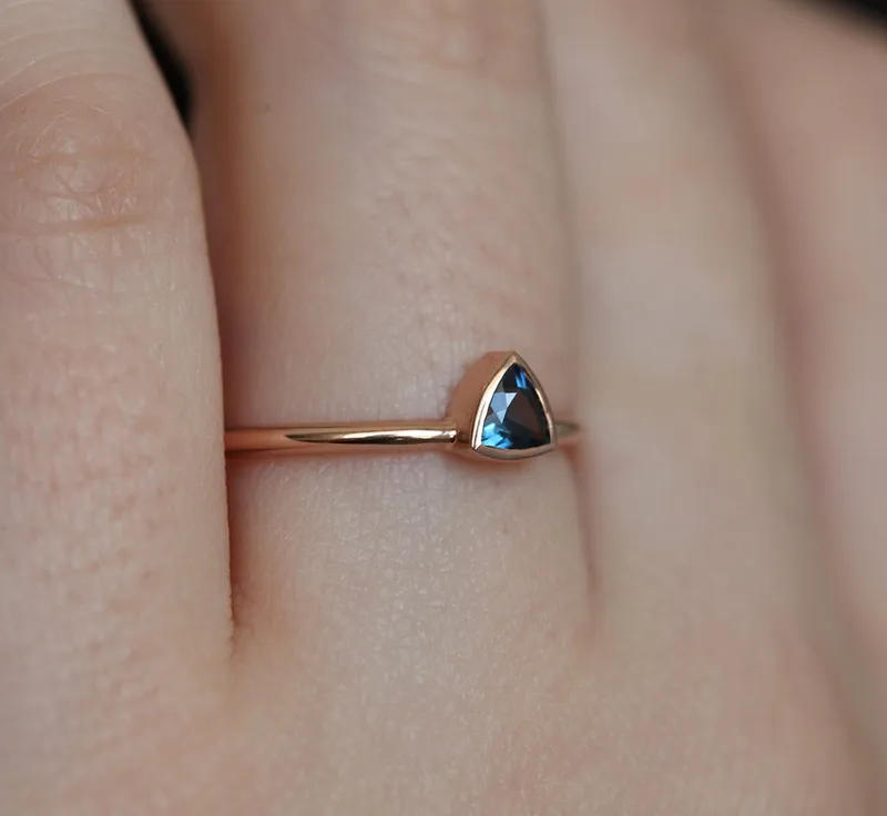 Channing Teal Sapphire Solitaire Ring Set view 6