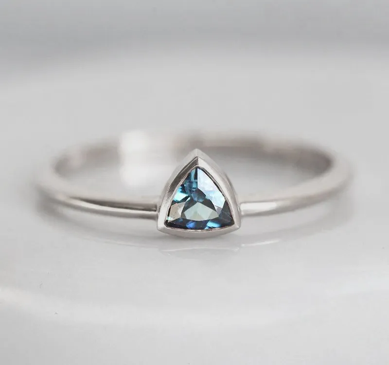 Channing Teal Sapphire Solitaire Ring Set view 7