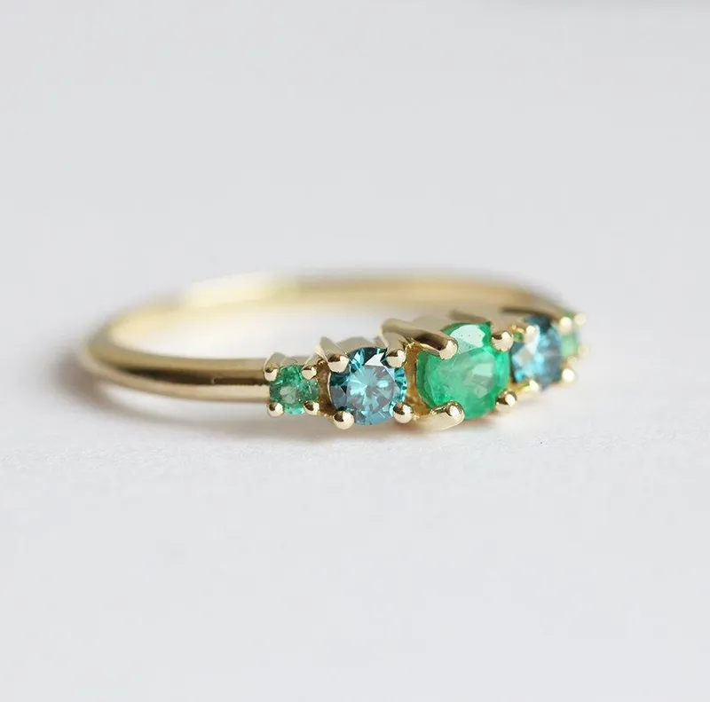 Cheyenne Round Emerald Diamond Cluster Ring view 2