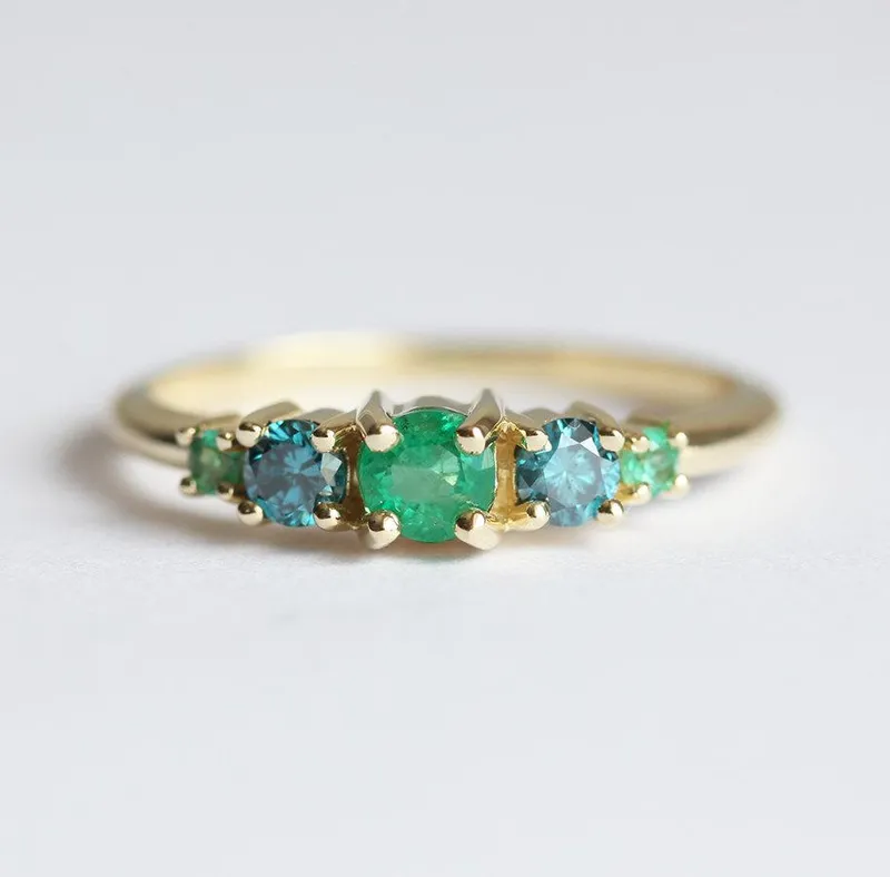 Cheyenne Round Emerald Diamond Cluster Ring view 4