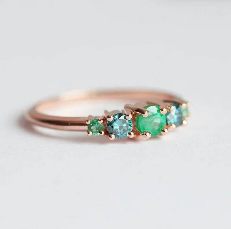 Cheyenne Round Emerald Diamond Cluster Ring view 6