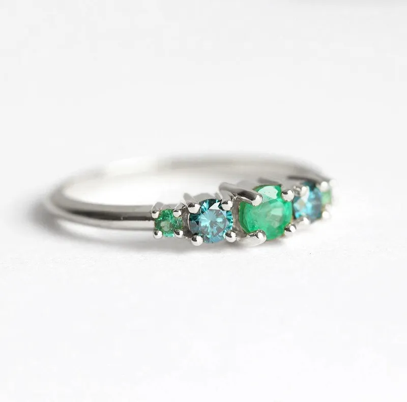 Cheyenne Round Emerald Diamond Cluster Ring view 7