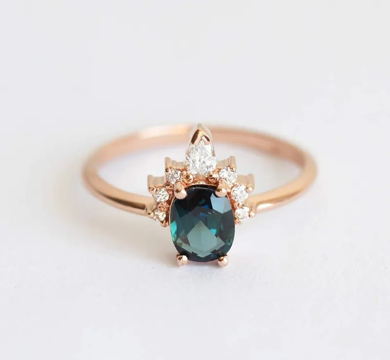 Chhavi Oval Sapphire Diamond Ring view 2