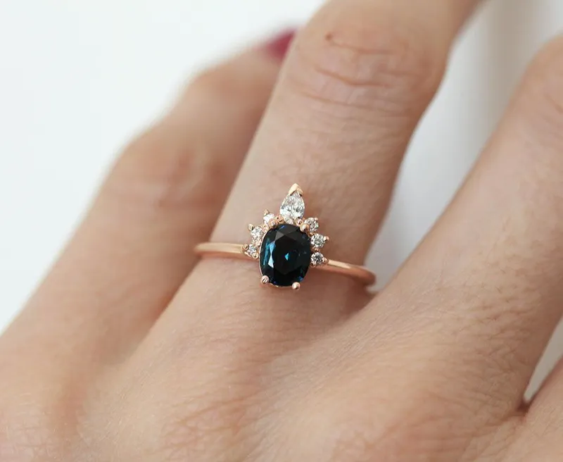 Chhavi Oval Sapphire Diamond Ring view 4