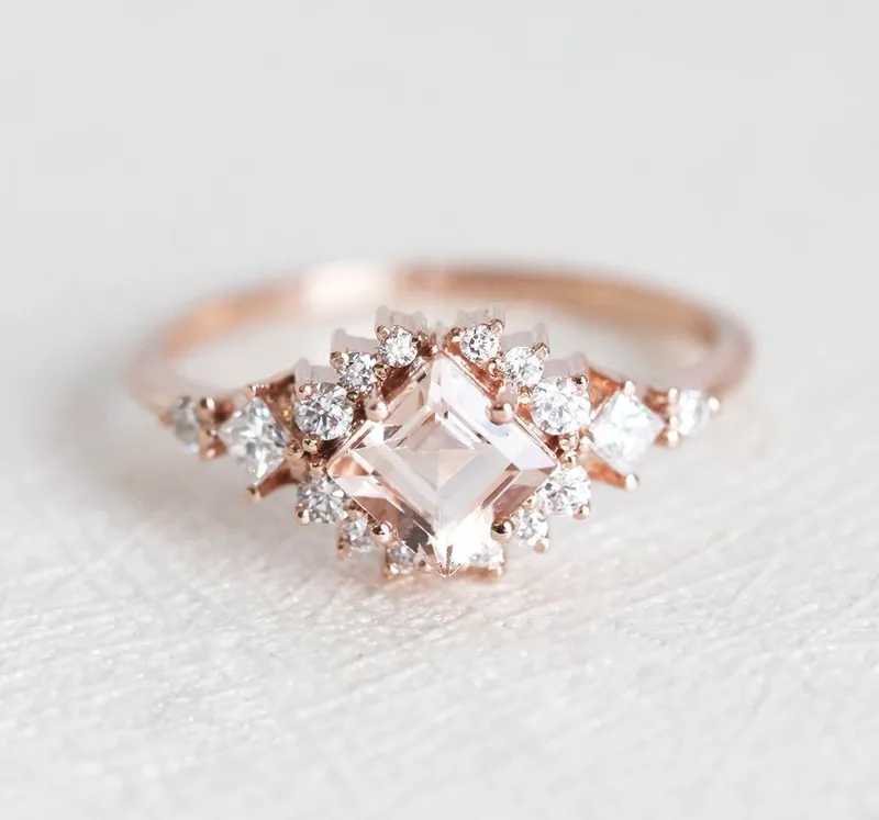 Chiara Square Cut Amethyst Diamond Cluster Ring vy 5
