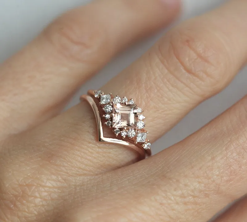 Chiara Square Cut Amethyst Diamond Cluster Ring vy 6