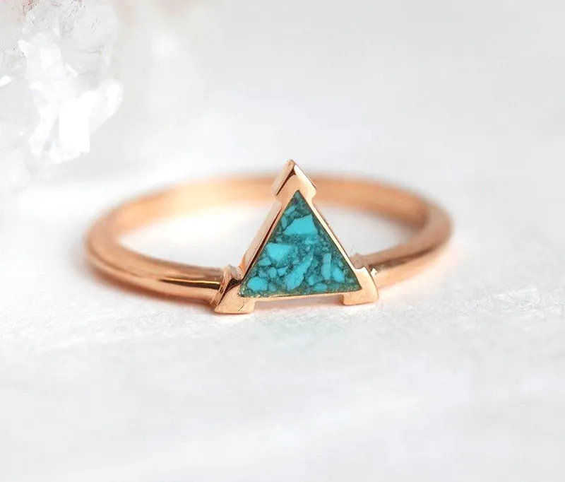 Chrushed Turquoise Ring, Gold Turquoise Ring view 5