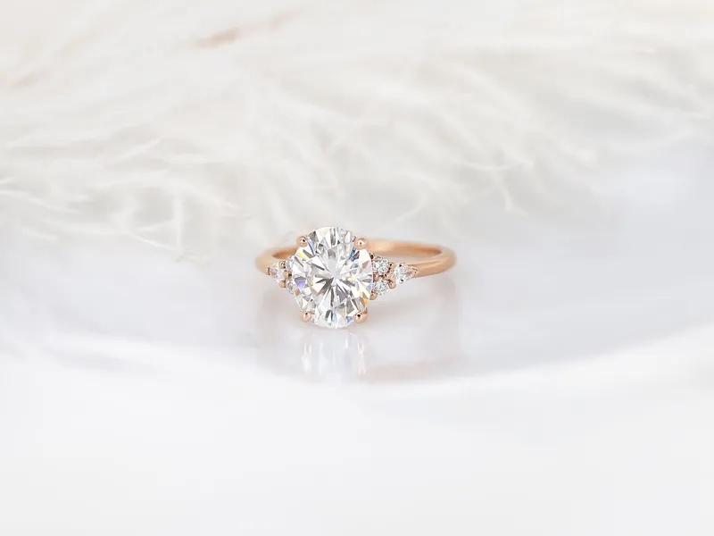 3ct Cinderella 10x8mm 14kt Gold Forever One Moissanite Diamonds Cluster Ring vy 4