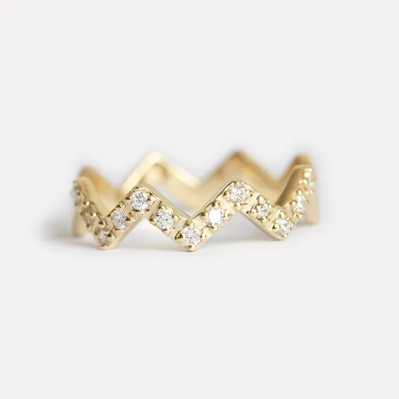 CLAIRE GEOMETRIC DIAMOND ZIG ZAG RING vy 2
