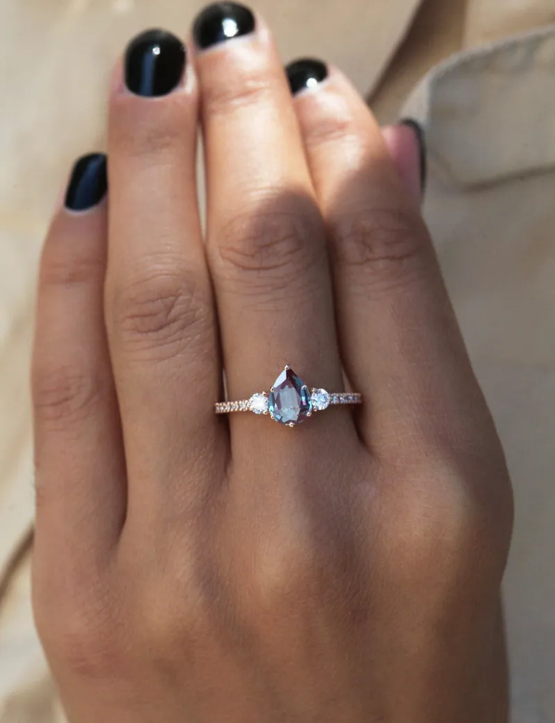 CLAUDIA PEAR ALEXANDRITE RING view 11