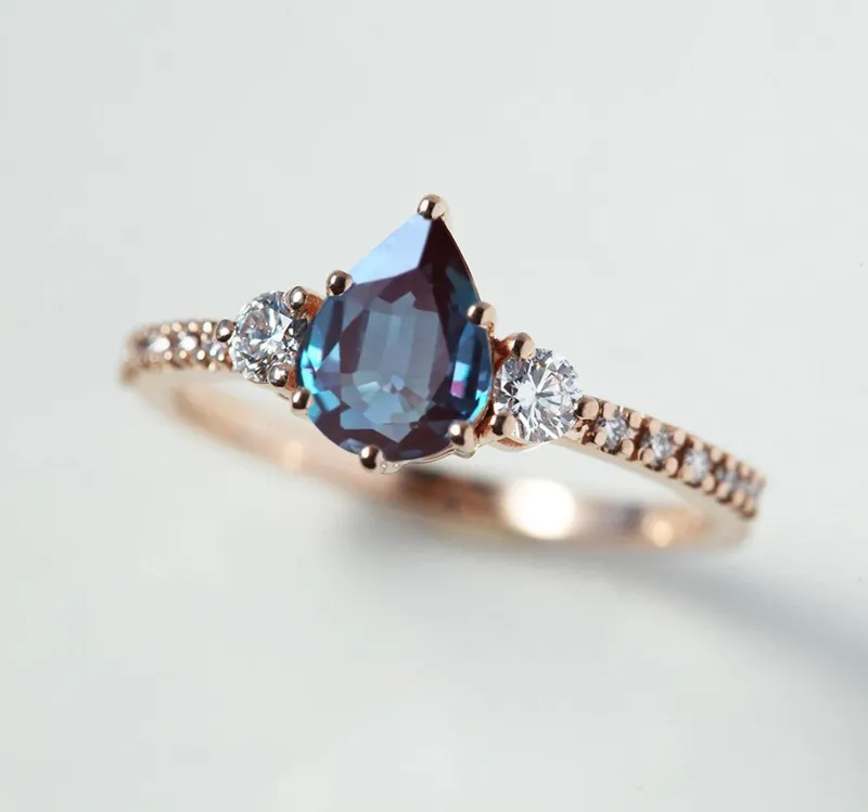CLAUDIA PEAR ALEXANDRITE RING pear cut engagement ring