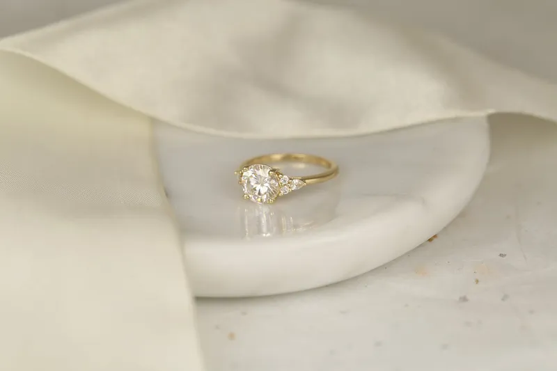 2cts Constance 8mm 14kt Gold Moissanite Diamonds Unique Round Cluster Ring view 7