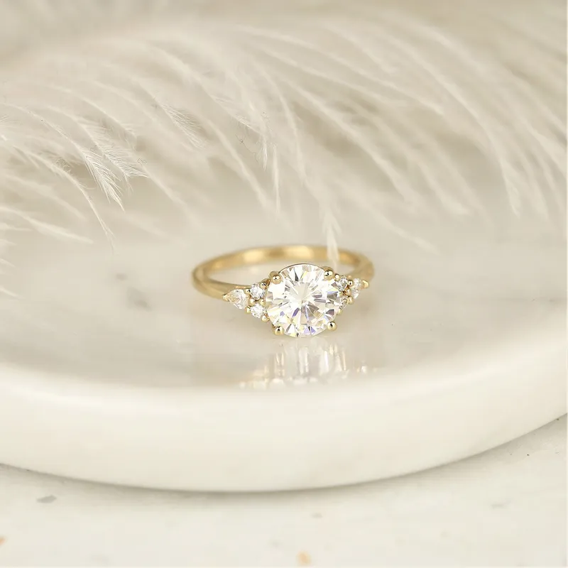 2cts Constance 8mm 14kt Gold Moissanite Diamonds Unique Round Cluster Ring view 4
