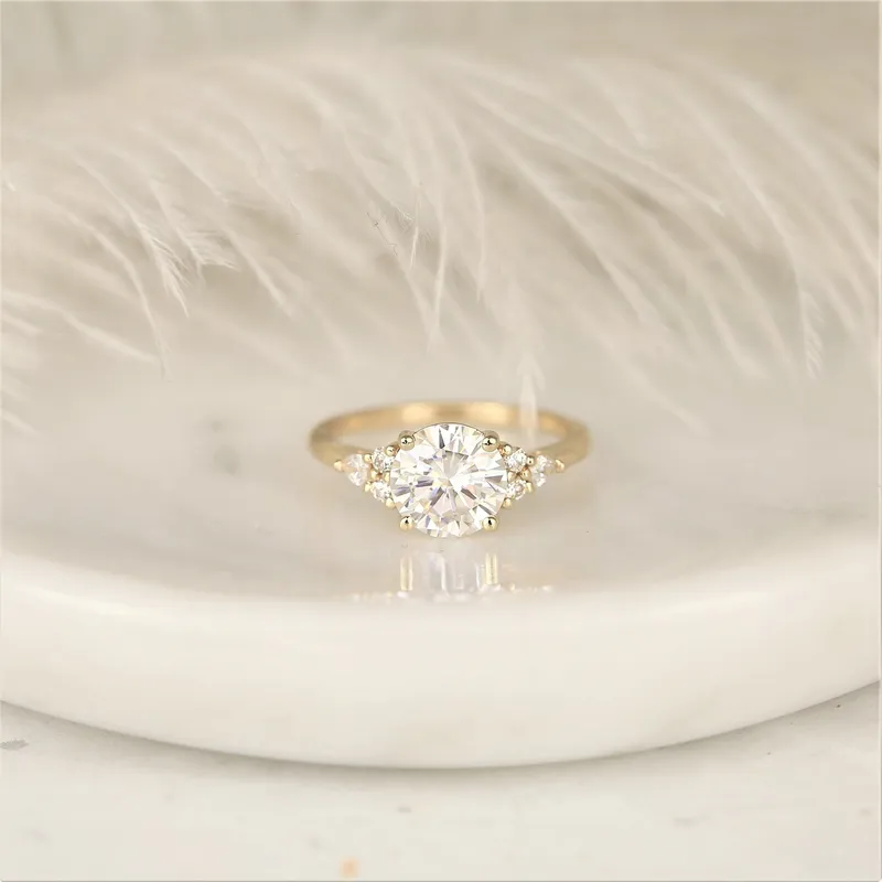 2cts Constance 8mm 14kt Gold Moissanite Diamonds Unique Round Cluster Ring view 5