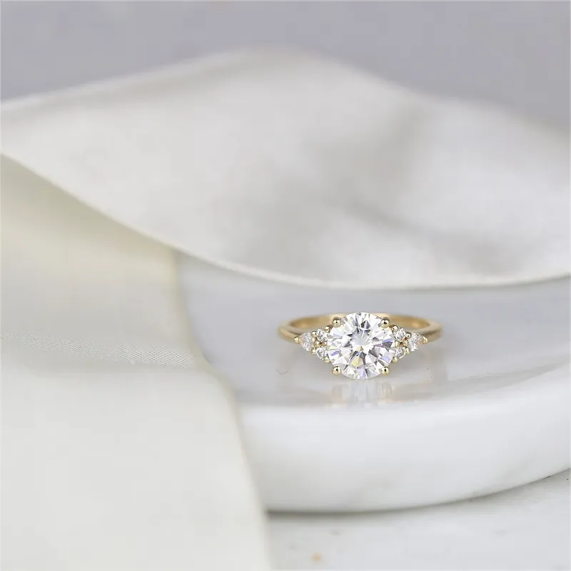 2cts Constance 8mm 14kt Gold Moissanite Diamonds Unique Round Cluster Ring view 6