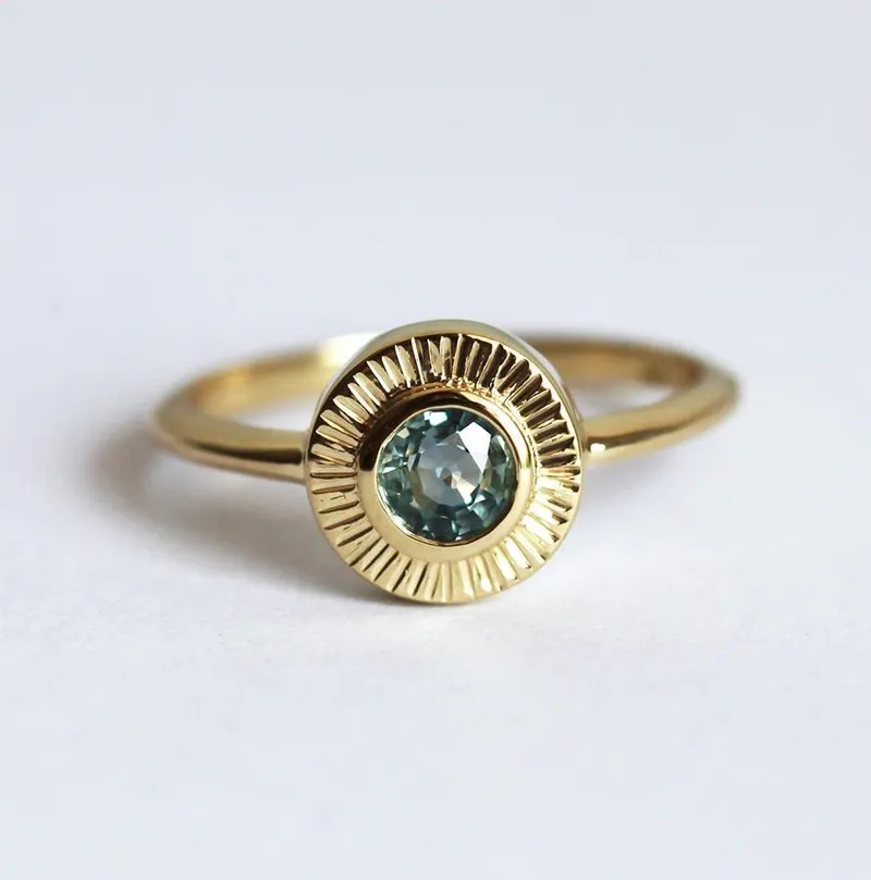 Crey Round Sapphire Ring blue sapphire round cut engagement ring