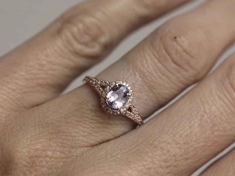 CRISTINA SAPPHIRE DIAMOND HALO RING view 11