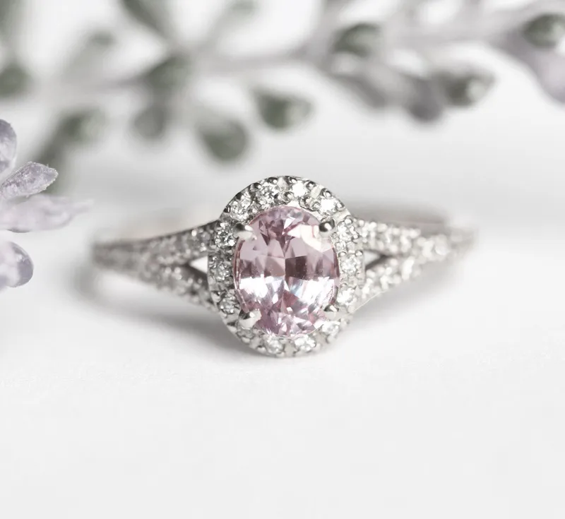 CRISTINA SAPPHIRE DIAMOND HALO RING view 13