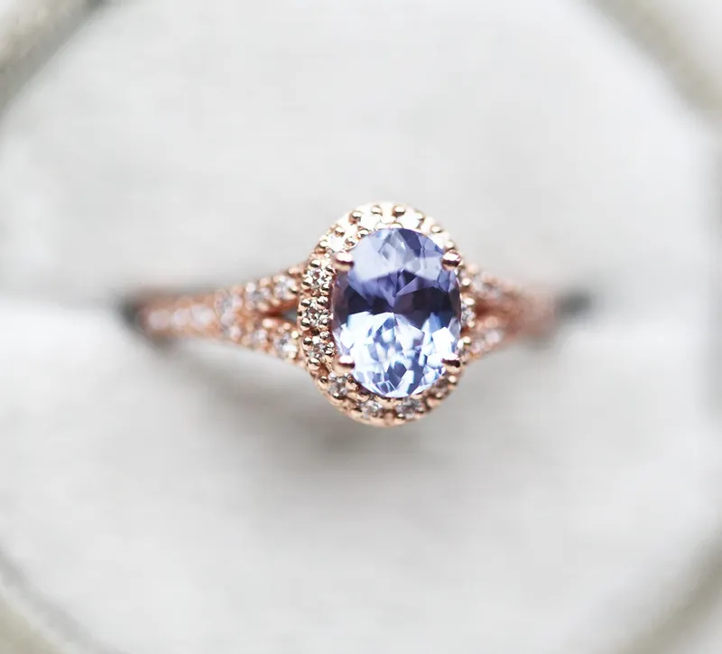 CRISTINA SAPPHIRE DIAMOND HALO RING view 2