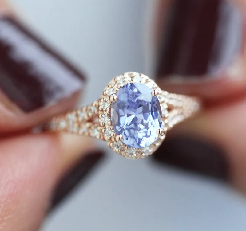 CRISTINA SAPPHIRE DIAMOND HALO RING view 3