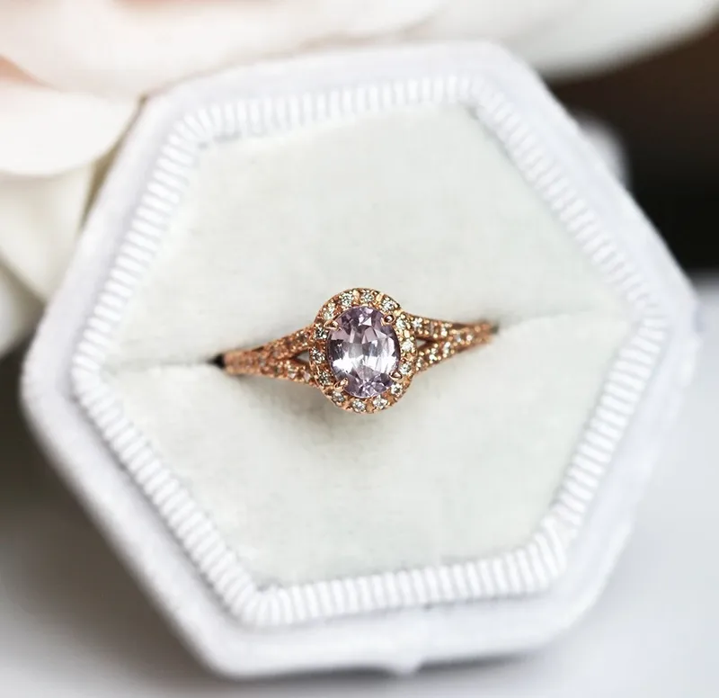 CRISTINA SAPPHIRE DIAMOND HALO RING view 6