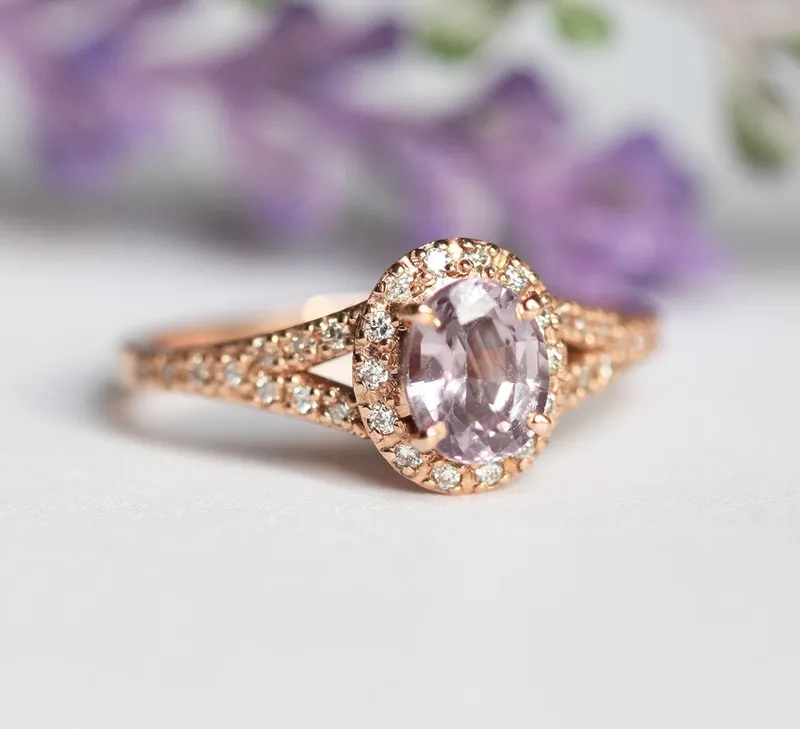 CRISTINA SAPPHIRE DIAMOND HALO RING view 8