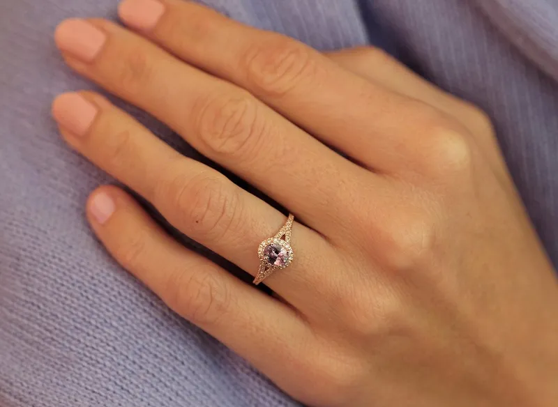 CRISTINA SAPPHIRE DIAMOND HALO RING view 9