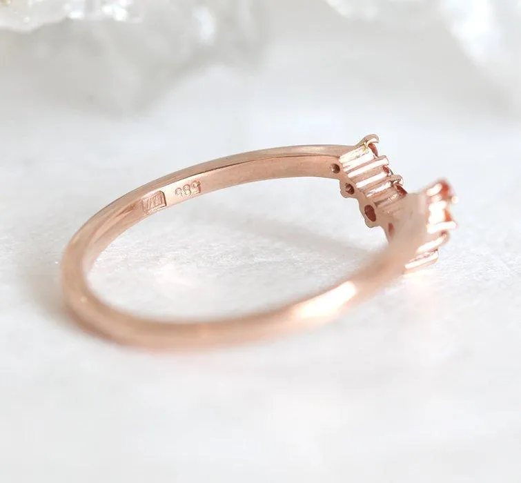 Crown Wedding Band With Orange Sapphires view 5